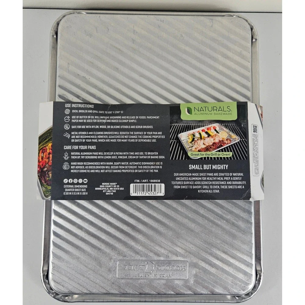 Nordic Ware Prep-Bake-Serve Quarter Sheet Baking Grilling Trays 2 Pack Aluminum